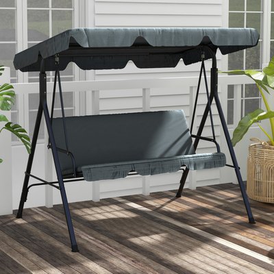 Balancelle de jardin 3 places toit réglable acier polyester OUTSUNNY