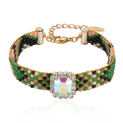 Bracelet réglable perles tissées cabochon central STRIPPY HIPANEMA