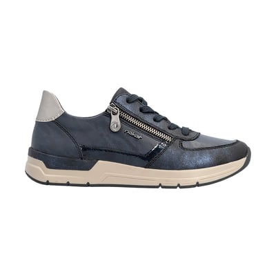 Baskets running écrues à talon plat et à lacets et zip latéral grainées RIEKER