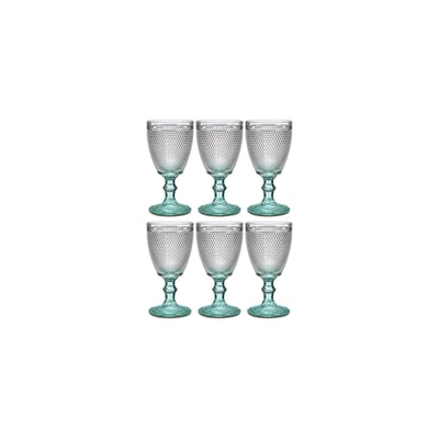 Set de 6 Verres à Vin Pieds Turquoise Points - 33cl WADIGA