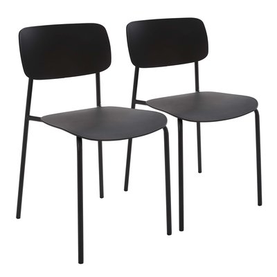Lot de 2 chaises empilables en acier et plastique, CARLA OVIALA