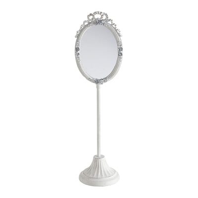 Miroir sur pied Fleurs en métal blanchi MATHILDE M