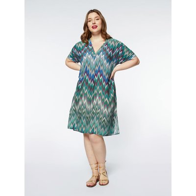 Robe cache-maillot imprimée avec dessins à chevrons en mousseline de viscose FIORELLA RUBINO