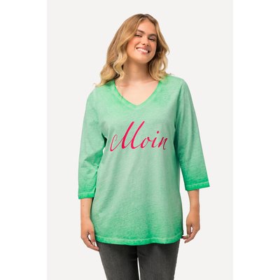 T-shirt col en V et manches 3/4. Imprimé ULLA POPKEN