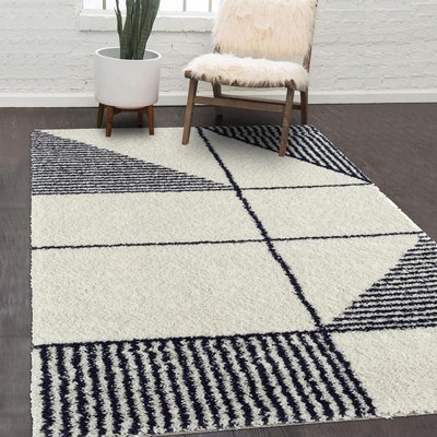 Tapis longs poils shaggy tissé motif géométrique LIKAHO UN AMOUR DE TAPIS