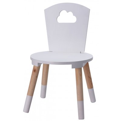 Chaise Enfant Blanche et Bois Nuage - 32x32x50cm WADIGA