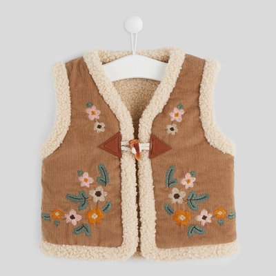 Gilet sans manches col V brodé effet mouton BOUT'CHOU