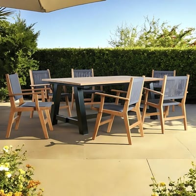 Ensemble table jardin en teck et 6 fauteuils WANDA COLLECTION