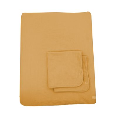 Housse de matelas à langer et langes coton moutarde SAUTHON