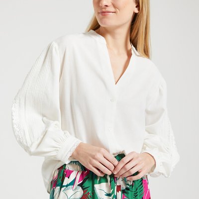 Langärmelige Bluse mit Stickerei SHILA ECRU DES PETITS HAUTS