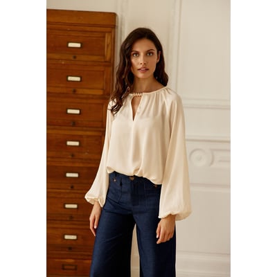 Blusa holgada con cuello joya, BINTA LA PETITE ETOILE