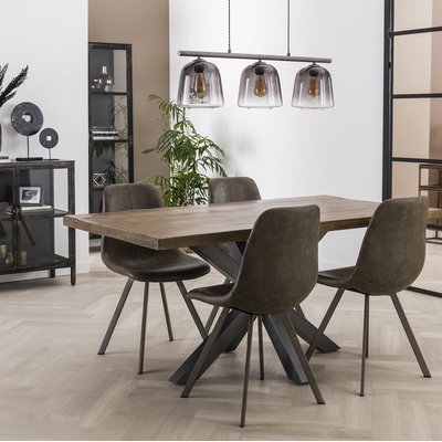Table à manger pied central plateau bois massif 165 cm LUCKNOW PIER IMPORT