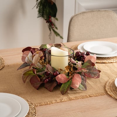 33cm Seasonal Foliage Candle Holder SO'HOME