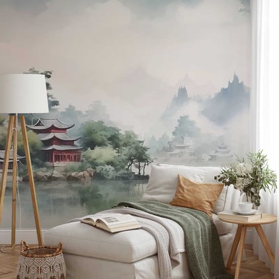 Papier peint panoramique fleuve asiatique HEXOA