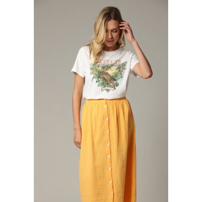 T-shirt femme 100% coton à manches courtes et au col rond avec motif imprimé TROPICS DEELUXE