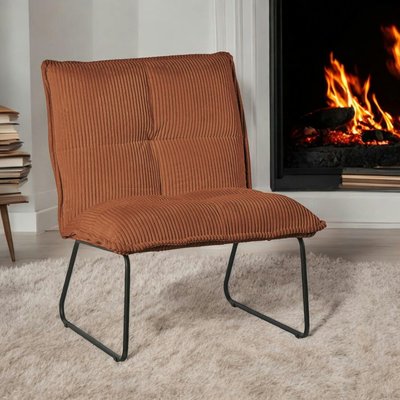 Fauteuil capitonné velours côtelé rouille MALMOE PIER IMPORT