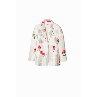 Blazer droit texte fleurs DESIGUAL