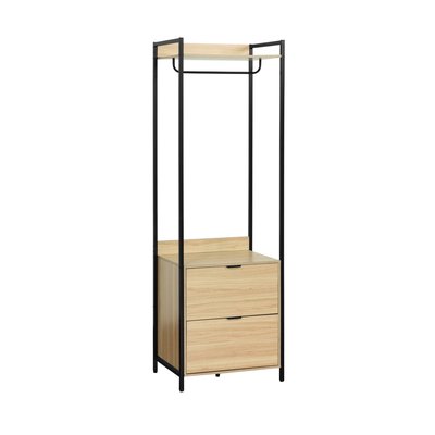 Module dressing décor bois et métal 1 penderie 2 tiroirs et 1 étagère CLEVER SWEEEK