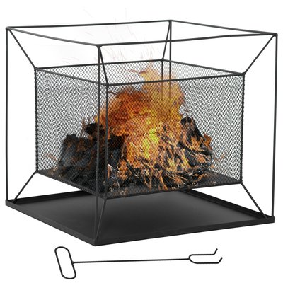 Brasero cheminée foyer extérieur dim. 45L x 45l x 43H cm métal noir OUTSUNNY