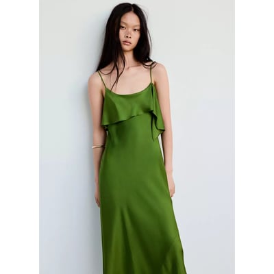 Robe satinée à volant asymétrique MANGO