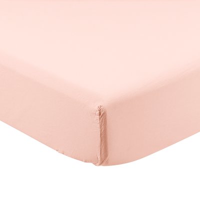 Drap housse coton lavé bio SOUFFLE CARRE BLANC