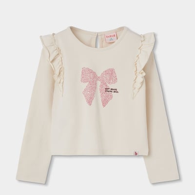 T-shirt fille en maille imprimé noeud BOBOLI