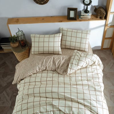 Parure housse de couette coton imprimée carreaux, Kare C DESIGN HOME TEXTILE