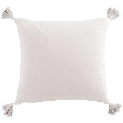 Coussin carré 40x40 cm Gaze de coton avec pompons Chantilly EDEN