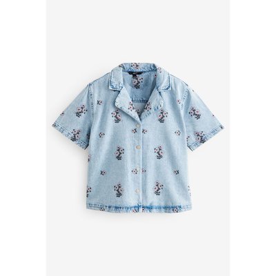 Chemise en denim à broderie florale NEXT