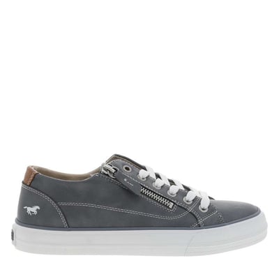 Tennis grises à semelle plate avec des lacets et un zip latéral MUSTANG