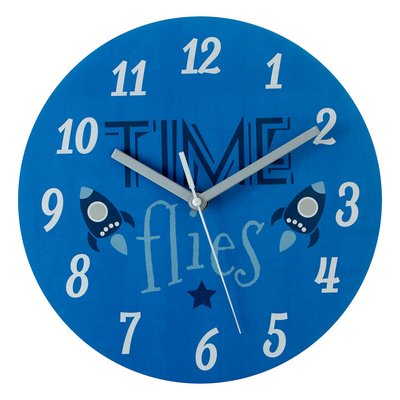 25cm Blue Time Flies Kids Wall Clock SO'HOME