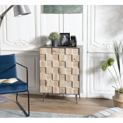 Buffet contemporain en sapin décor damier CARPATES PIER IMPORT