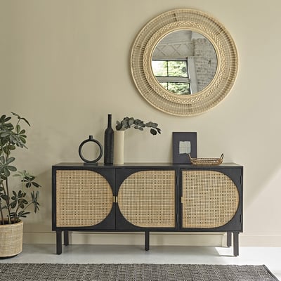 Buffet en bois massif et cannage 175 cm  ZULMA BERAH GETAH