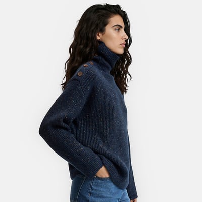 Marl High Neck Buttoned Shoulder Jumper/Sweater LA REDOUTE COLLECTIONS