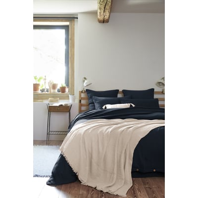 Plaid quadruple gaze de coton 180 x 220 cm Gaia vert d eau EDEN