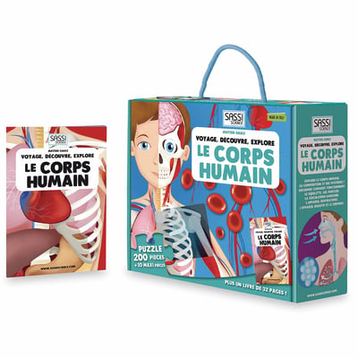 Puzzle & Livre - Voyagez, découvrez, explorez, Le corps humain SASSI