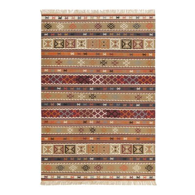 Tapis motif kilim ethnique à franges ,  AGRA ESPRIT