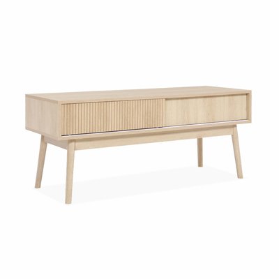 Meuble TV scandinave effet bois 2 portes 115 cm LINEAR SWEEEK