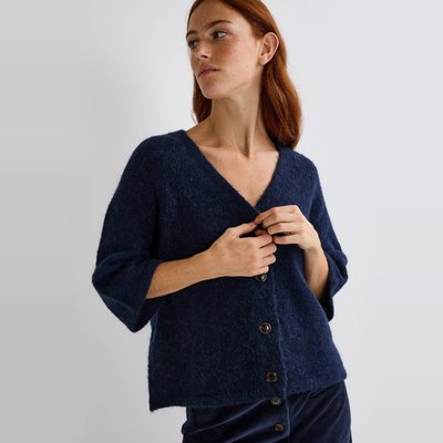 Cardigan manches coudes boutonné contenant de l'alpaga MONOPRIX