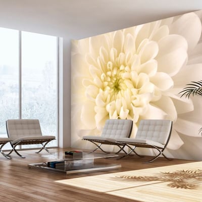 Papier peint intissé panoramique Fleurs Dahlia blanc EDEN