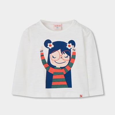 T-shirt fille en maille imprimé à lunettes BOBOLI