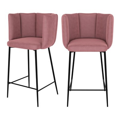 Lot de 2 chaises pour îlot central 67 cm en velours - ROSY RENDEZ-VOUS DÉCO
