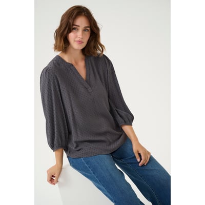Blouse NIFE B60 Pour Femme - Bleu Ou écru à Pois, Manches Longues, Neuve Avec étiquettes