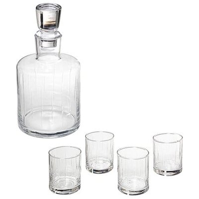 Coffret whisky 1 carafe + 4 verres en verre strié 11x11x22cm WADIGA