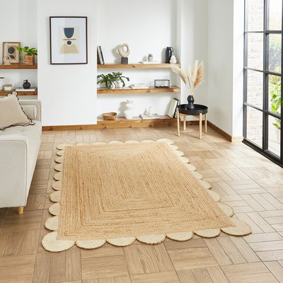 Scalloped Boho Jute Rug SO'HOME