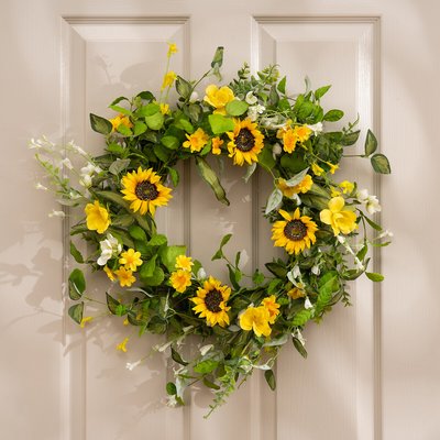 55cm Spring Yellow Sunflower Wreath SO'HOME