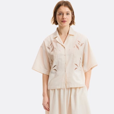 Camicia a maniche corte ricamata e traforata LA REDOUTE COLLECTIONS