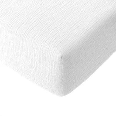 Drap housse en gaze de coton lavé bonnet 30 cm uni, PUR BATON ROUGE