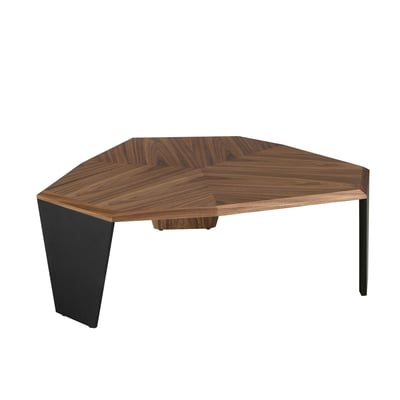 Table basse asymétrique en noyer et pvc noir ANGEL CERDA