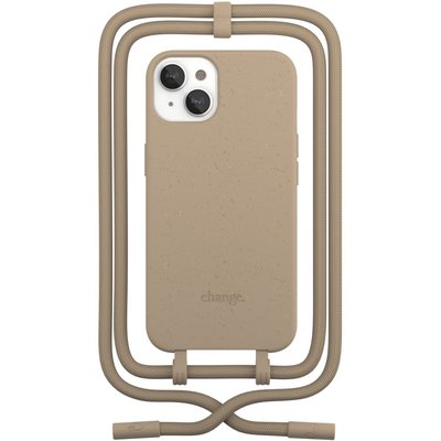 Etui avec cordon iPhone 13 mini Tour de cou gris WOODCESSORIES